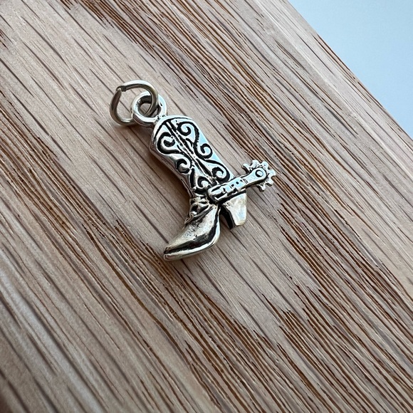 Cowboy Boot Vintage Sterling Silver Charm NOS Western Boot - Picture 5 of 8